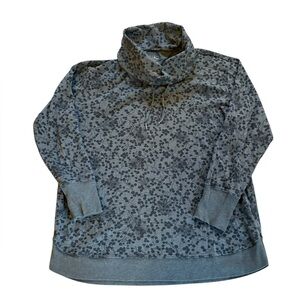 L.L. Bean Gray Patterned Cowl Neck Sweater